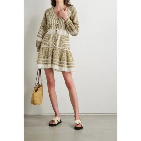 VERONICA BEARD Addilyn Floral Dress in Stone Multi Size 4 - Picture 3 of 16